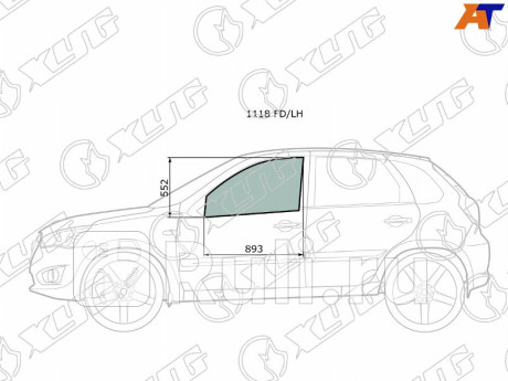 1118 FD/LH - Стекло двери передней левой (XYG) Lada Granta рестайлинг (2018-2021) для Lada Granta (2018-2021) рестайлинг, XYG, 1118 FD/LH
