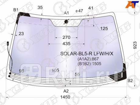 SOLAR-BL5-R LFW/H/X - Лобовое стекло (XYG) Subaru Legacy BL/BP (2003-2009) для Subaru Legacy BL/BP (2003-2009), XYG, SOLAR-BL5-R LFW/H/X