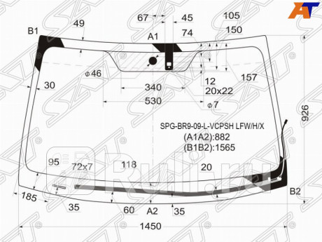 SPG-BR9-09-L-VCPSH LFW/H/X - Лобовое стекло (SAT) Subaru Legacy BM/BR (2009-2015) для Subaru Legacy BM/BR (2009-2015), SAT, SPG-BR9-09-L-VCPSH LFW/H/X