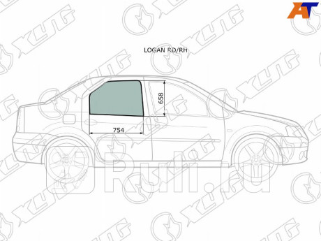 LOGAN RD/RH - Стекло двери задней правой (XYG) Renault Logan 1 (2004-2009) для Renault Logan 1 (2004-2009) Фаза 1, XYG, LOGAN RD/RH