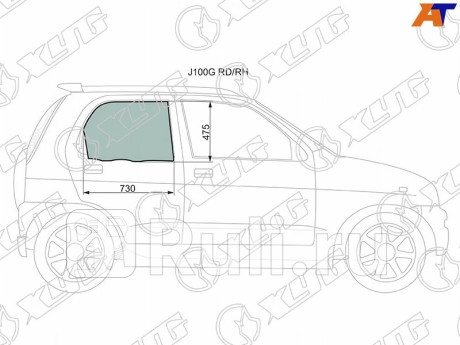 J100G RD/RH - Стекло двери задней правой (XYG) Toyota Cami (1999-2006) для Toyota Cami (1999-2006), XYG, J100G RD/RH