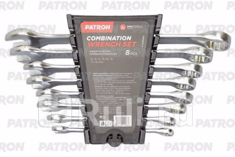 Набор ключей комбинированных 8 пр: 8, 10, 12, 13, 14, 15, 17, 19 мм, в пласт. держателе PATRON P-5086MP для Автотовары, PATRON, P-5086MP