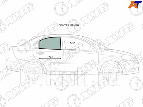 GENTRA RD/RH - Стекло двери задней правой (XYG) Chevrolet Aveo T250 седан (2006-2012) для Chevrolet Aveo T250 (2006-2012) седан, XYG, GENTRA RD/RH